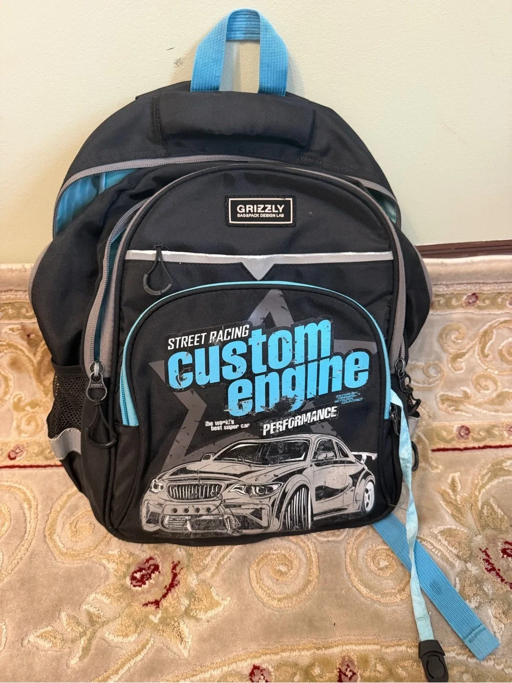 Kid’s Black & Blue Custom Engine Backpack
